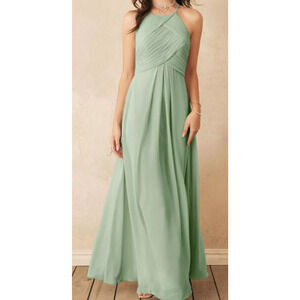 AW BRIDAL 12 L sage green Aderes bridesmaid formal party gala maxi dress b150